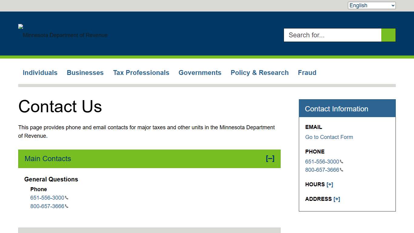 Contact Us Minnesota Department of Revenue